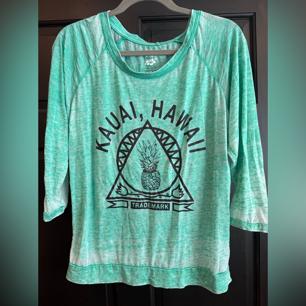 Women’s Green Kauai HI 3/4 Sleeve Shirt, L